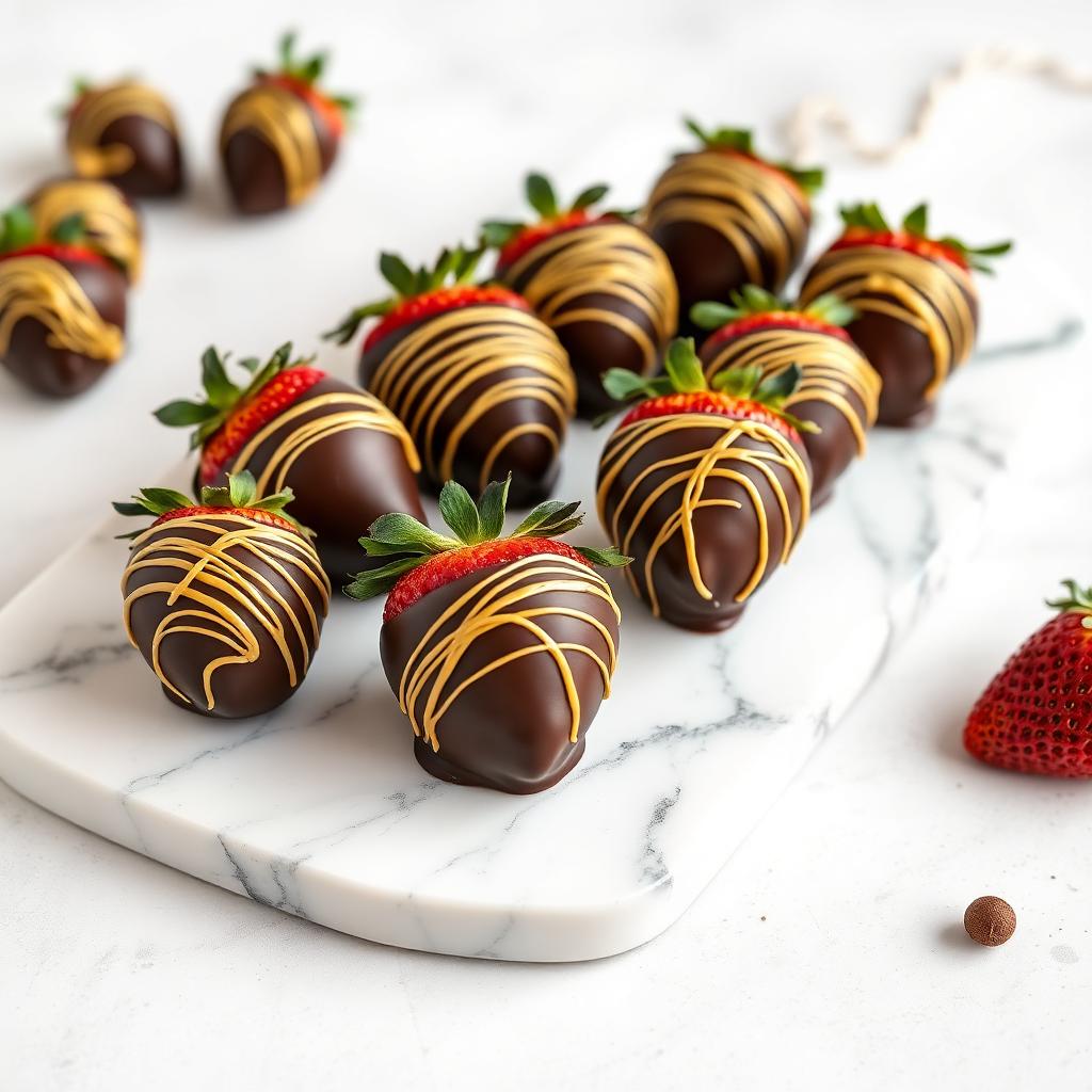 Chocolate covered strawberries with gold drizzle — custom party treats